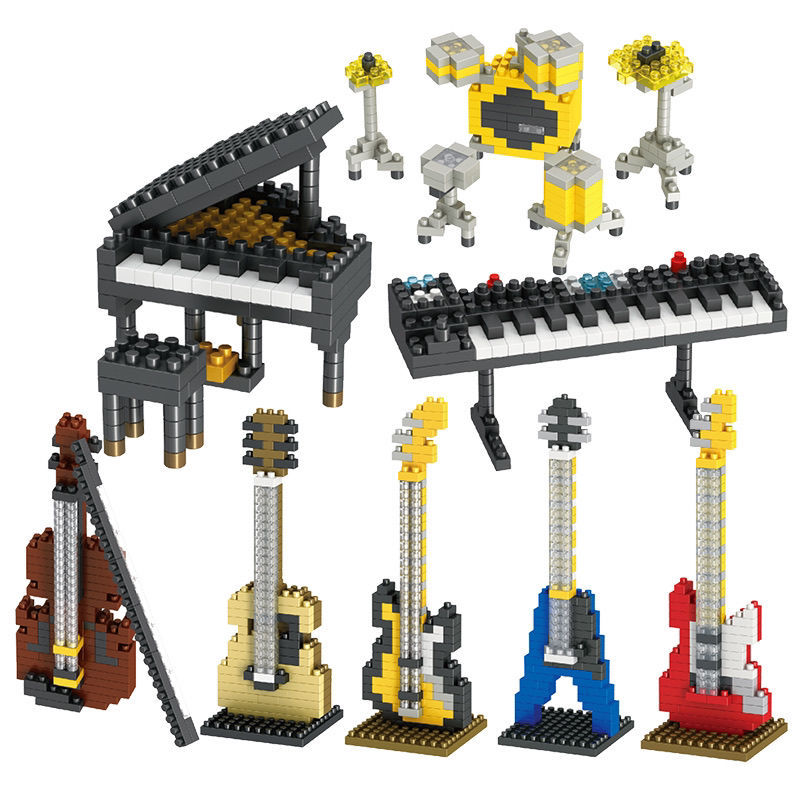 Science Olympiad - MOC 楽器ビルディングブロック音楽シリーズ ABS プラスチックミニピアノギター DIY 組立レンガ子供知育玩具