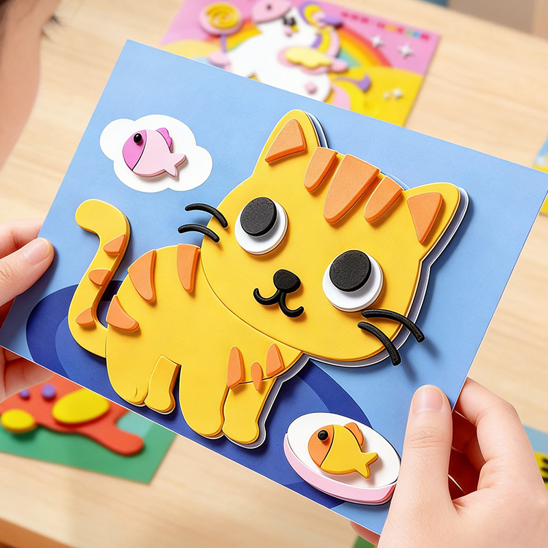 Science Project Diy - 子供用3Dステッカー、ランダムシート10枚、使い捨て、手作りのEVAクラフトデカール、動物の形、DIYプロジェクト、教育工芸品に最適 | 3Dデカール | 子供向け教育科学玩具