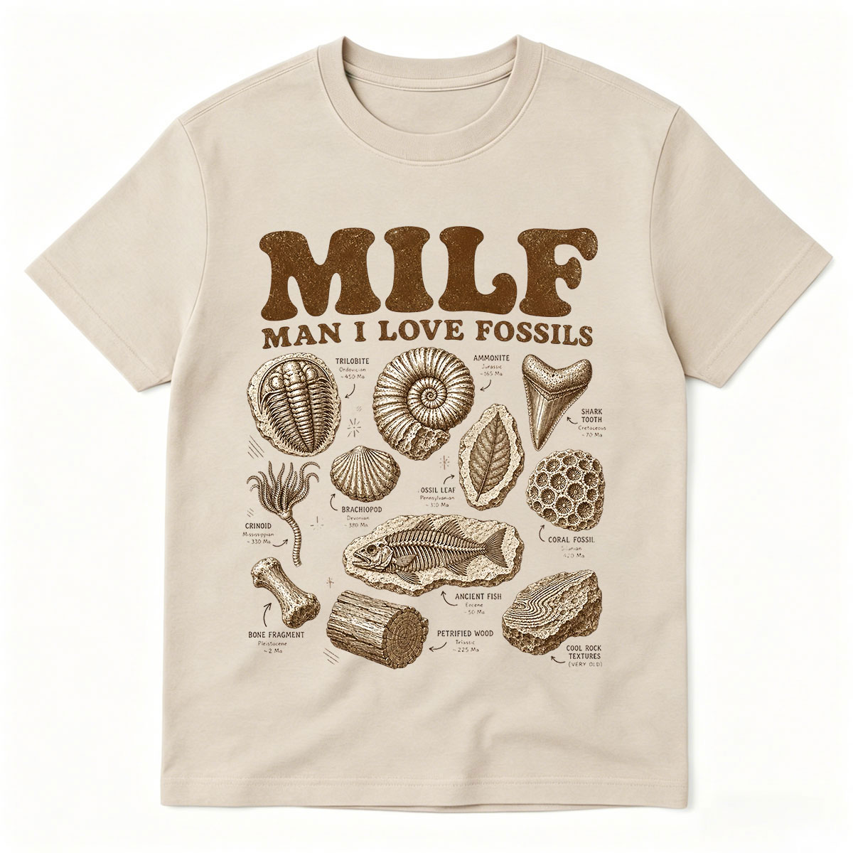 Science Hunter - ミルフマン アイ・ラブ・フォッシルズ Tシャツ 面白い古生物学化石ハンター 三葉虫 アンモナイト