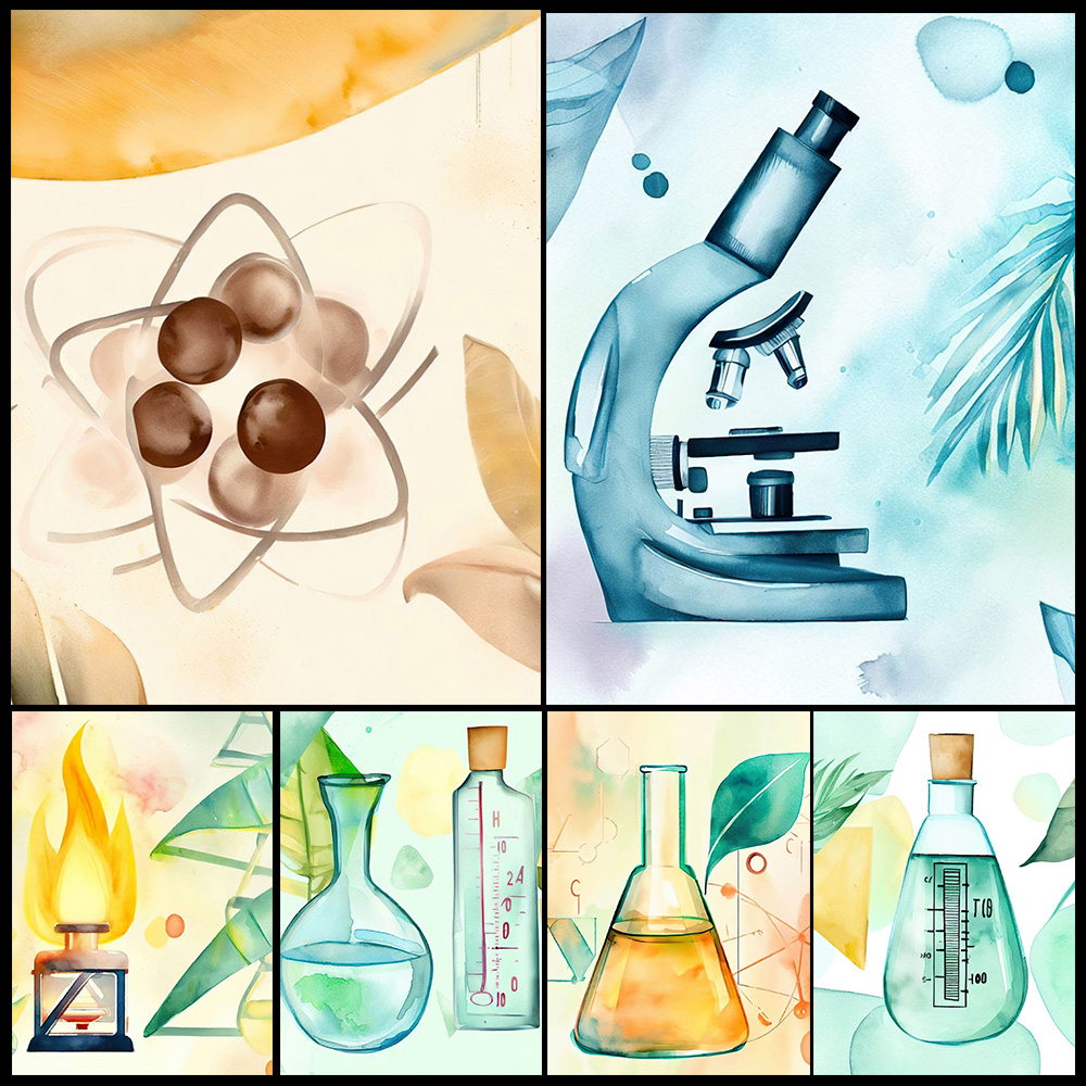 Science Nursery - 漫画化学科学ビーカー生物学保育園ポスター壁アートキャンバス絵画装飾壁の写真リビングルームのための非フレーム