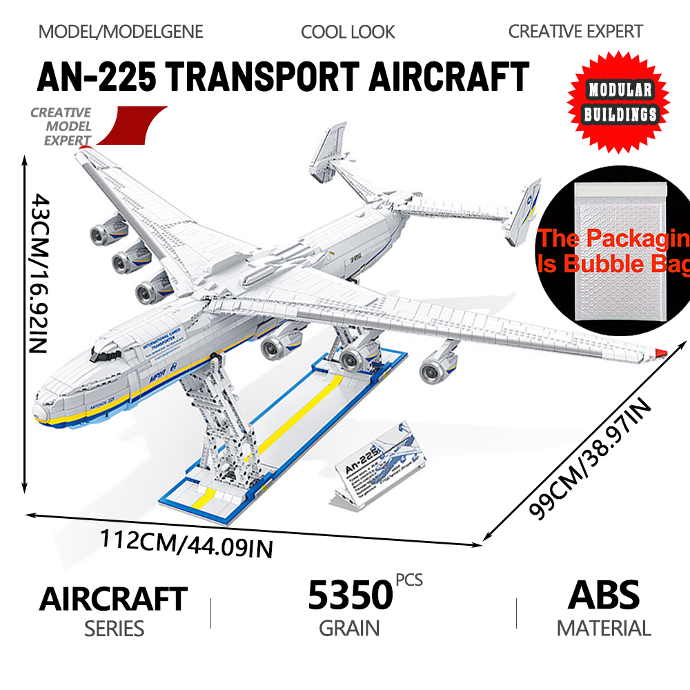 Science Olympiad - 大型輸送航空機モデルビルディングブロック,大型レンガ,飛行機,建築セット,組み立て,子供のおもちゃ,ギフト,5350個,an-225