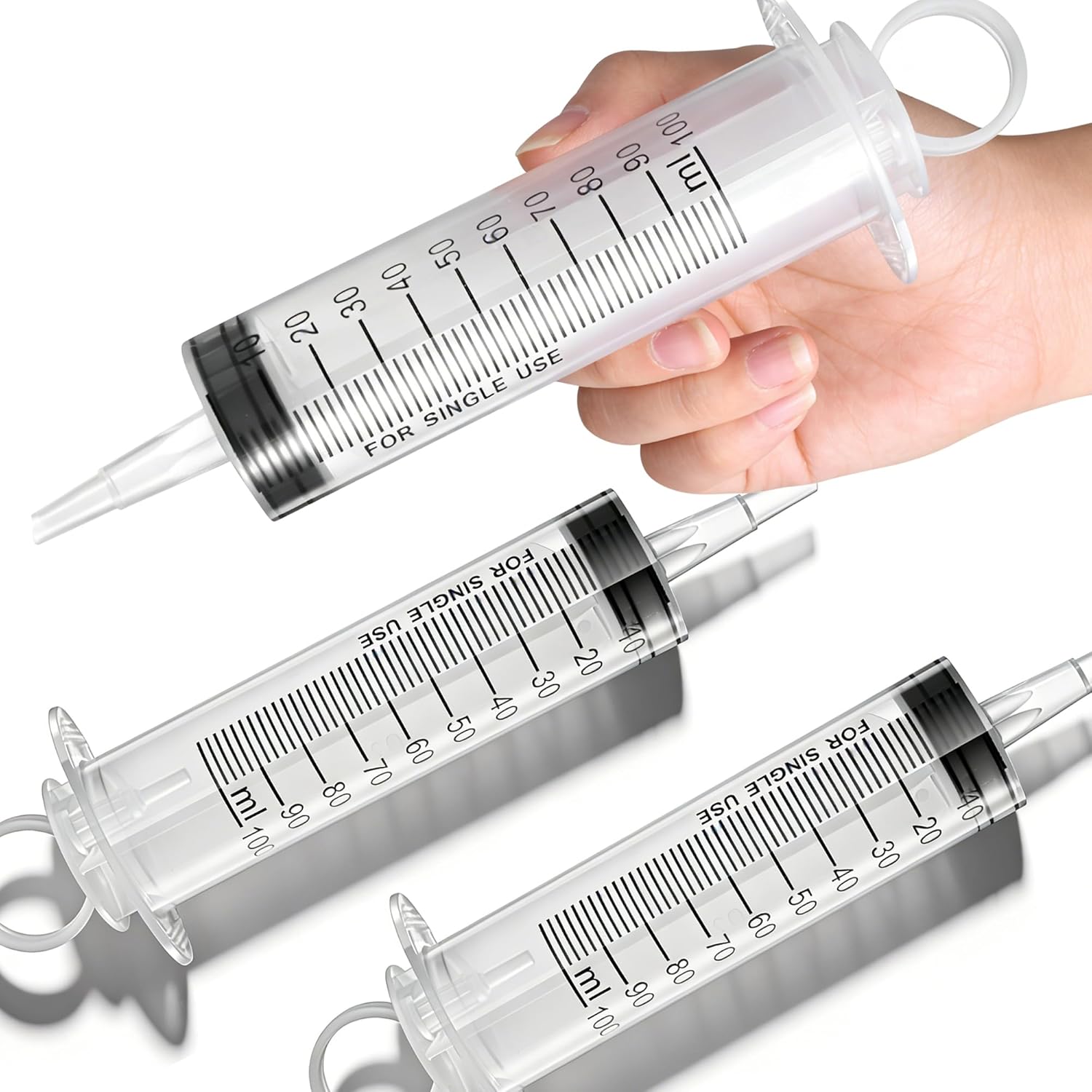 Science And Invention - 3パック入り大型注射器（100ml）、プラスチック製園芸・工業用注射器、科学研究所、測定、水やり、補充、ろ過など様々な用途に適しています。