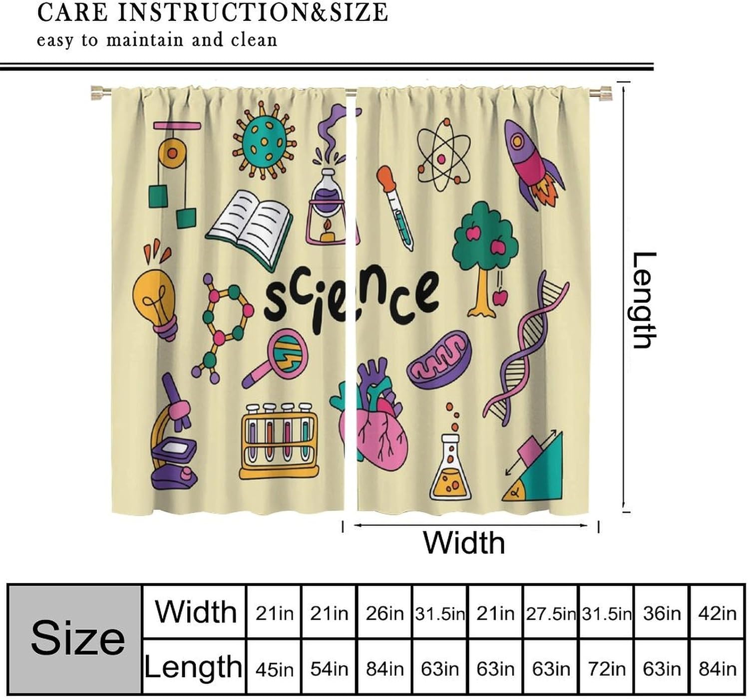 科学テーマカーテン 2枚組 教育教室 化学 生物学 DNAイ - Science Nursery のレビューと価格