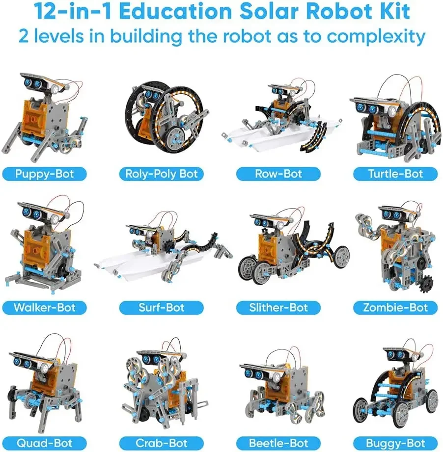 13-in-1 教育ソーラーロボットおもちゃ DIY 建築科 - Science Project Robot のレビューと価格