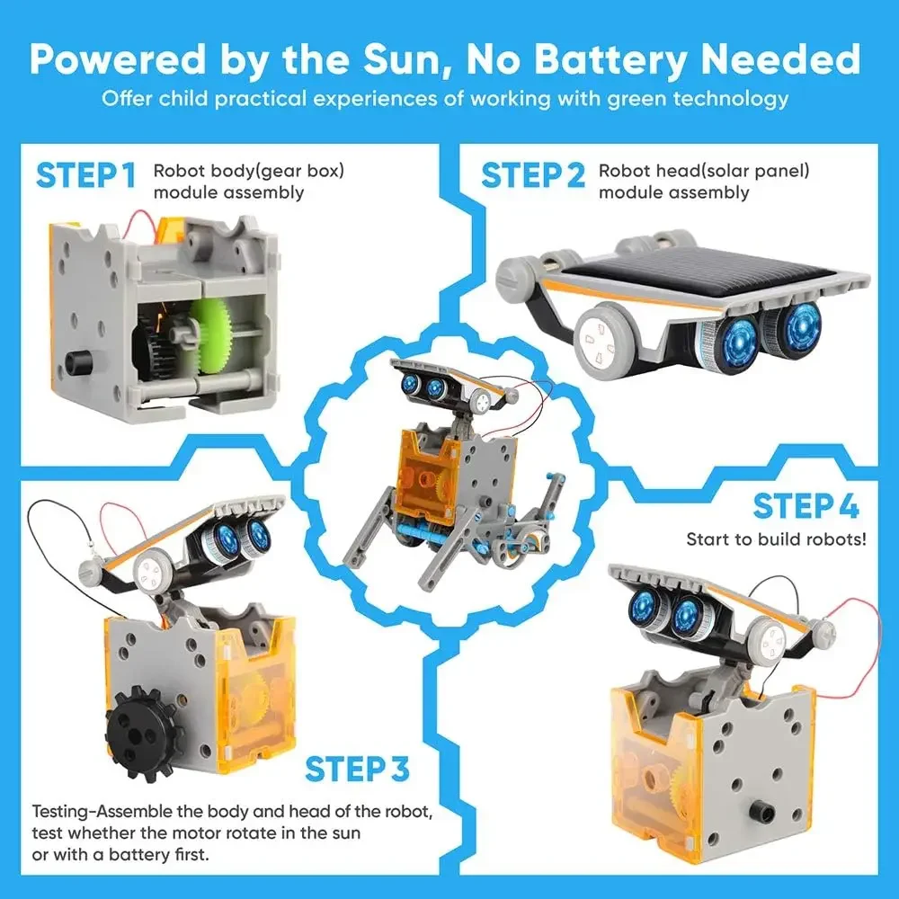 13-in-1 教育ソーラーロボットおもちゃ DIY 建築科 - Science Project Robot のレビューと価格