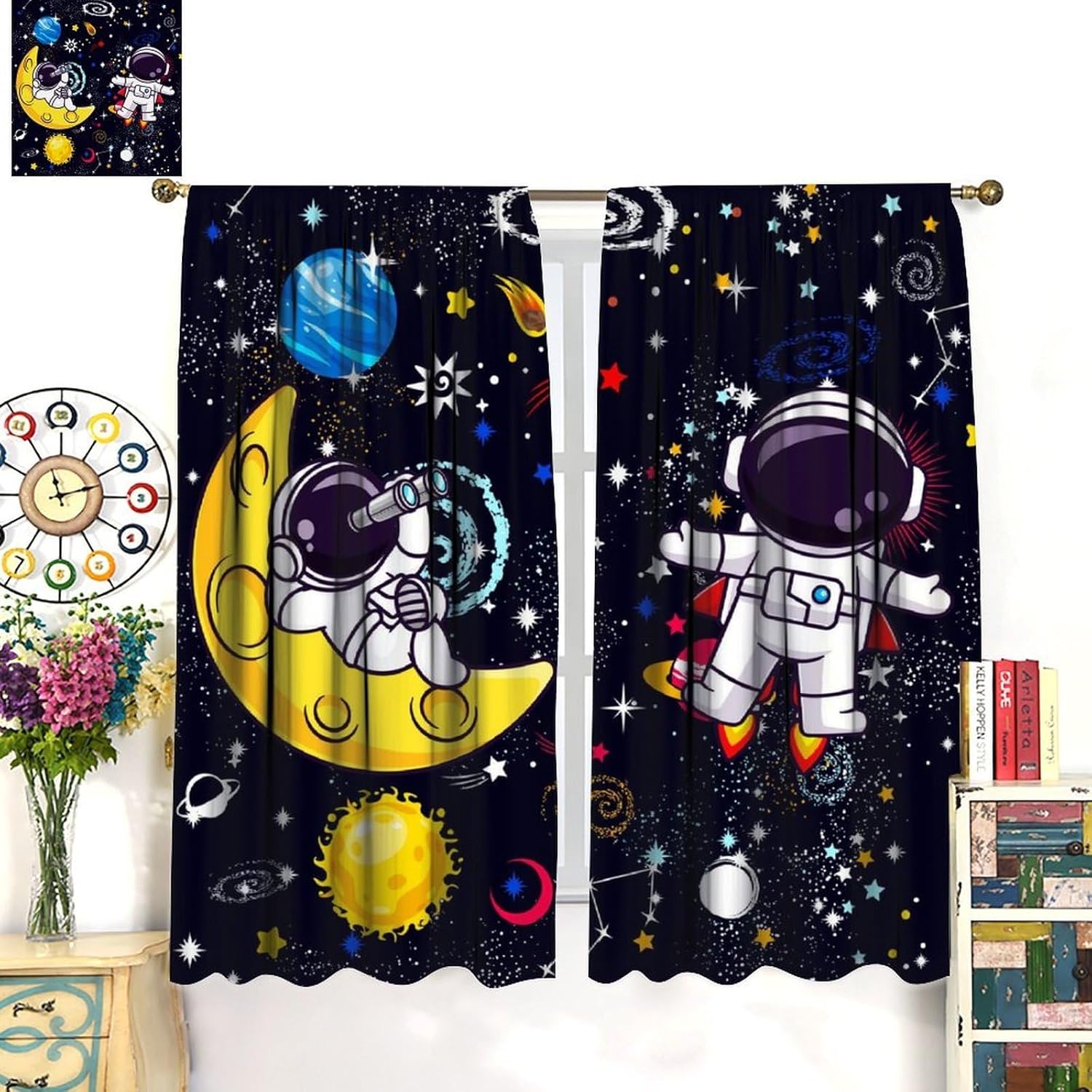 ギャラクシーサイエンスカーテン装飾ボヘミアン宇宙空間ナイトカ - Science Nursery のレビューと価格