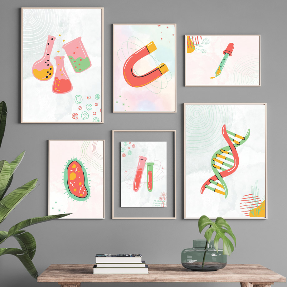 科学生物学細胞顕微鏡 DNA 保育園ポスターミニマリストプリ - Science Nursery のレビューと価格