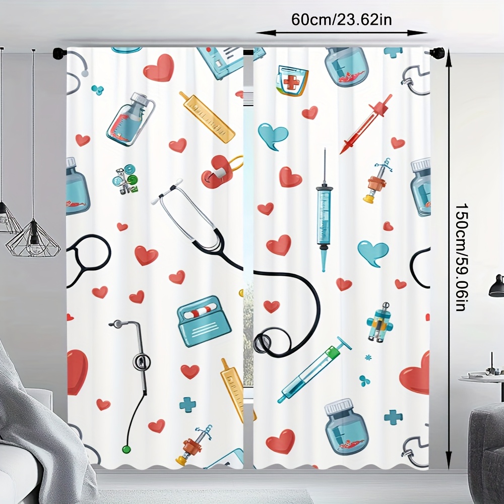 美的医療パターンカーテンポリエステル家の装飾窓用カーテン保育 - Science Nursery のレビューと価格